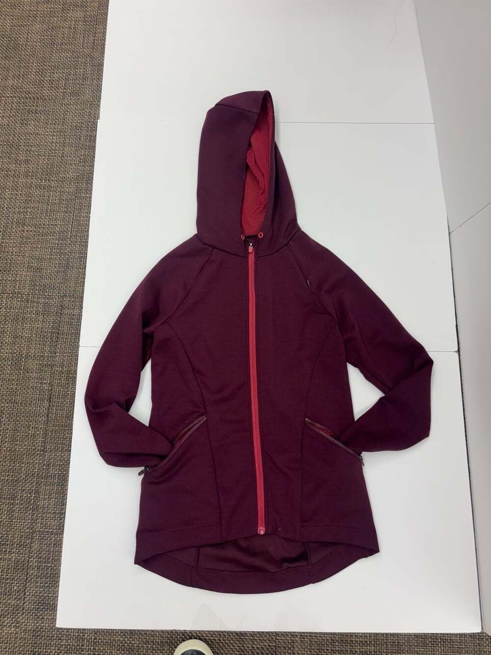 Fabletics Sammy Hooded Jacket Size XXS Burgundy Full Zip